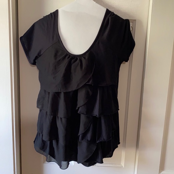 French Laundry Tops - Black frilly French Landry dress shirt